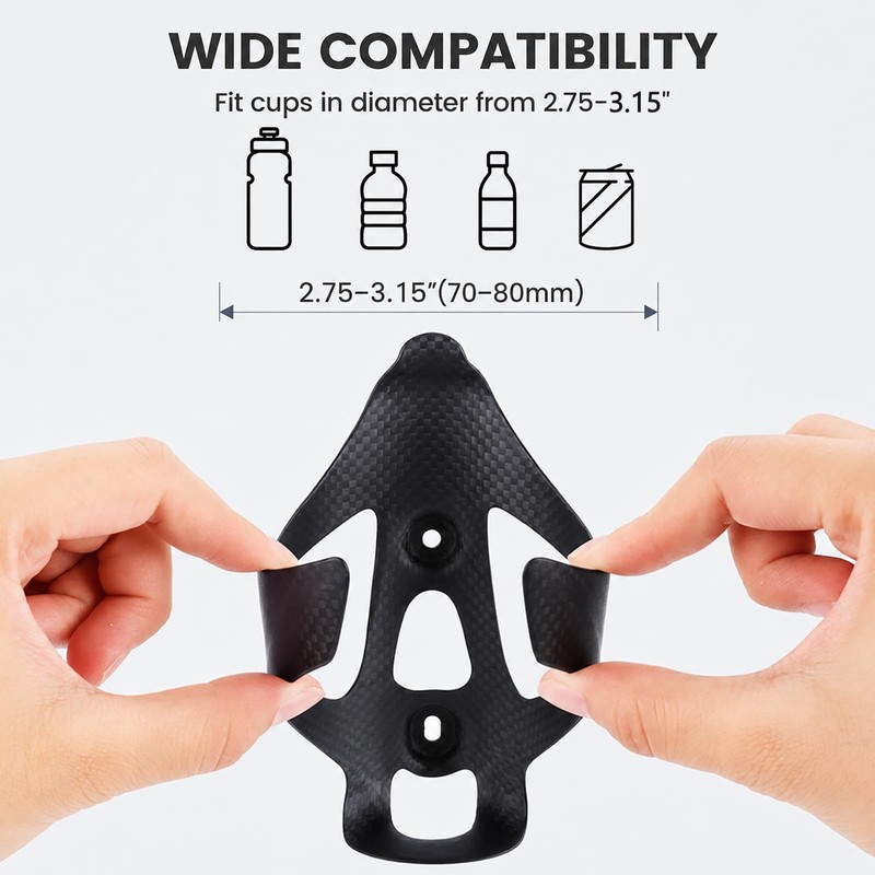2 Pack Ultra-Light Full Carbon Fiber Bike Water Bottle Cage