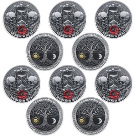 Misdary 10 Pcs Memento Mori Coin Metal Skull Reminder Token Stoicism Bulk