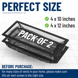 KNCLUX 2 Pack Floor Vent Screen Cover | Floor Vent Filter Screen, Air Vent Filters, Floor Register Trap for Home Air Vent Filter Floor Vent Mesh Filters Net Trapenience! (4" x 10")
