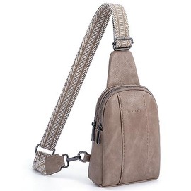 HKCLUF 4059 Crossbody Sling Bag For Women Vegan Leather Crossbody Fanny Packs Fashion Chest Bag with Adjustable Strap Perfect for Back to School:_Cloud Grey