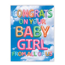 The Best Card Company, Jumbo Baby Card for Girls (8.5 x 11 Inch), New Parents Greeting (Not 3D or Raised), Inflated Messages Baby Girl J5651LBBG-US