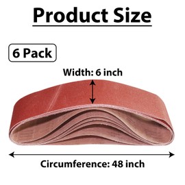 6x48 Sanding Belt for 6-Inch x 48-Inch Belt Sander, 40 80 120 150 240 400 Grits Assortment, 6 Pack (6x48in)