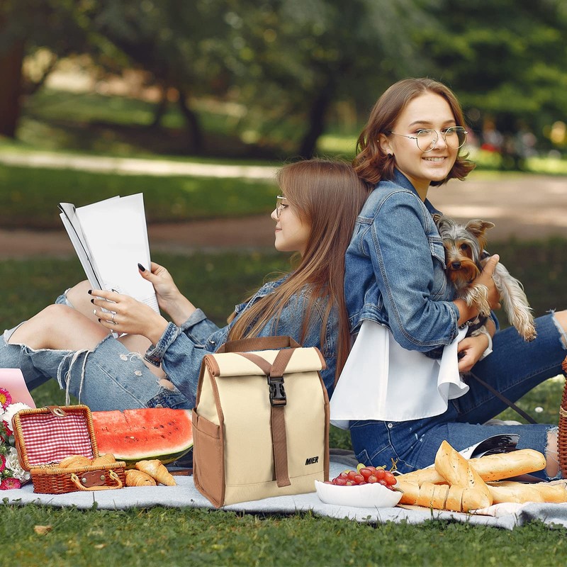 MIER Insulated Lunch Bag Roll Top Lunchbox for Women Men