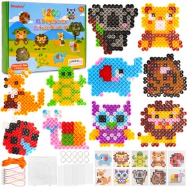 10 mm Ironing Beads Large Set, 1200 Pieces Ironing Beads Maxi, 12 Colours XL Beads with Plates, 10 Animal Patterns, 10 Lanyards and 3 Ironing Paper, Creative Bead Set for Children Crafts from 3 Years