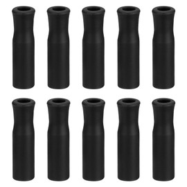 uxcell 10pcs Silicone Straw Tips, Metal Straw Covers, Soft Reusable Straws Tips Fit for 1/4 Inch(6mm) OD Stainless Steel Straws, Black