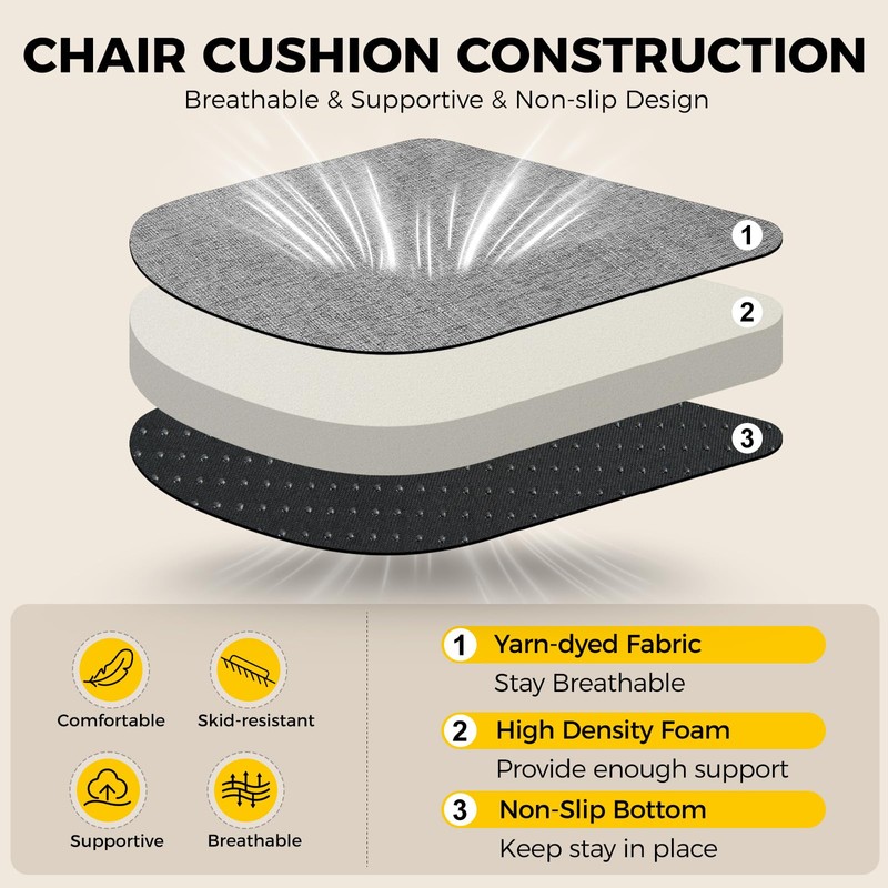 downluxe Indoor Chair Cushions for Dining Chairs, Soft and Comfortable