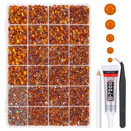 qiipii Orange Red Crystal Resin Rhinestones w B7000 Jewelry Glue for Bedazzling Crafting 2mm 3mm 4mm 5mm 6mm Flatback Stones Diamonds Crystals Gems Charms for Nails Face Eyes Makeup Tumblers Crafts