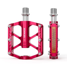 GEWAGE Folding Bikes Pedals with Reflectors, 9/16 Inch Non-Slip CNC Aluminium Platform for Folding Bikes, Mini Velo Bicycles, Children's Bikes (Red)
