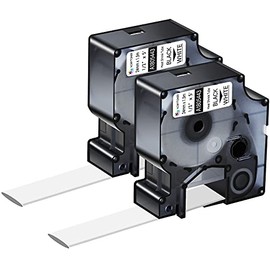 KCMYTONER Compatible for Dymo 1805443 Heat Shrink Tubes 24mm Label Tape for Wires Cables 1 Inch x 4.9 ft Used in Rhino Pro 6000 6500 Industrial Label Makers, Black on White, 2 Pack