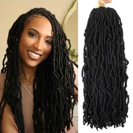 8 Packs Soft Locs Crochet Hair Pre Looped 18 Inch Faux Locs Crochet Braids Distressed Locs Synthetic Hair For Black Women (1B, 18" 8pcs 1B)