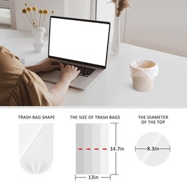 Teivio 1 Gallon 100 Counts Mini Strong Trash Bags 1-1.2 Gallon Garbage Bags,Small Waste Basket Liners,Bathroom Trash Can Bin Liners, Plastic Bags for home office kitchen, 4-5 Liters,Clear