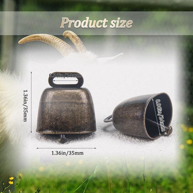 KOOBOOK 2Pcs Cow Horse Sheep Grazing Copper Bells Cattle Farm
