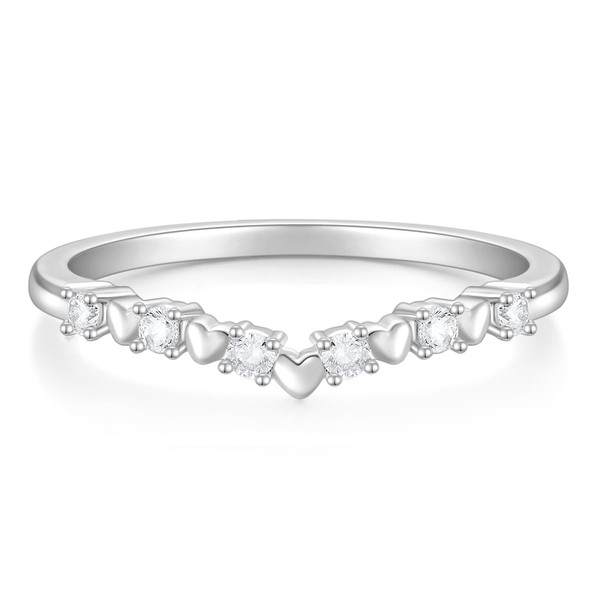 Mameloly CZ Wedding Bands for Women V Shaped Dainty Love