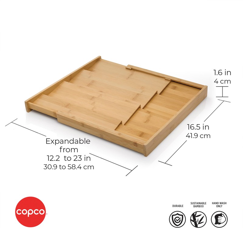 Copco 4 Tier Expandable Bamboo Spice Organizer for Drawers, Adjustable