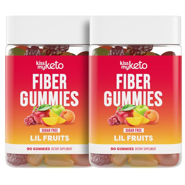 Kiss My Keto Fiber Gummies for Adults Sugar Free – Delicious Fruity Flavored Fiber Supplement Gummies for Digestive Health – Prebiotic Fiber Gummies, Gummy Fiber for Adults – 180 Count (2 Pack)