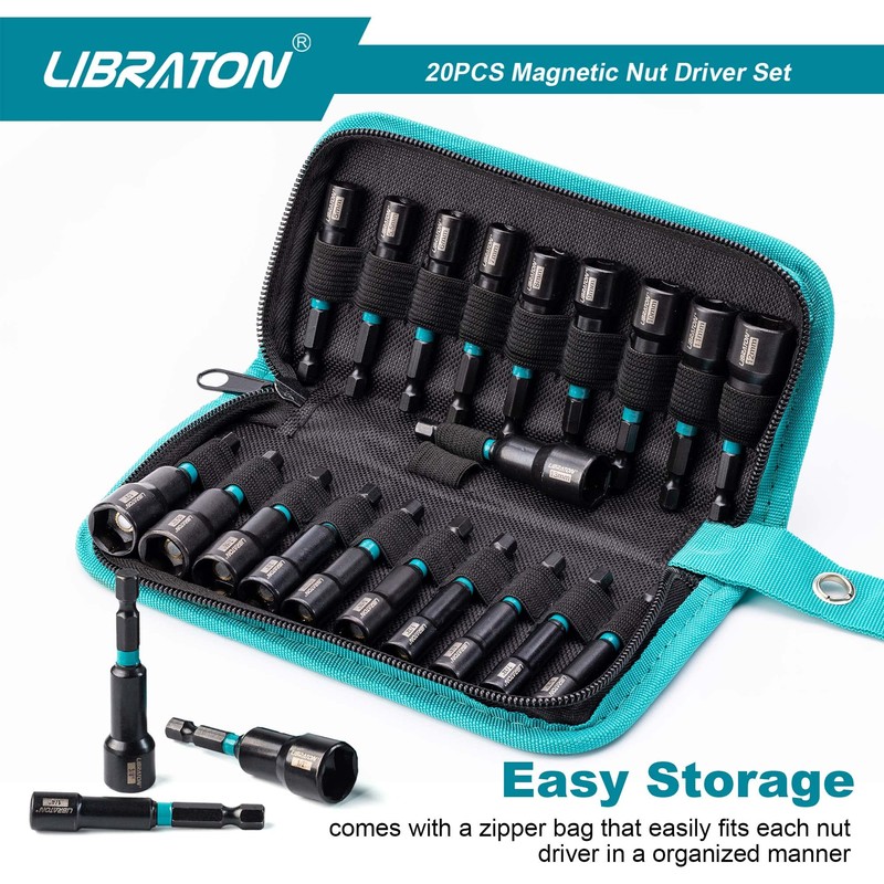 LIBRATON Impact Socket Set, 20-Piece Set, Impact Driver, Electric Drill