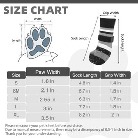 KOOLTAIL Anti Slip Dog Socks for Hardwood Floors to Prevent Licking Paws with Grippers, 2 Pairs Paw Protector, Double Sides Stripe Dog Shoes Toe Grips for Small Medium Large Senior Dogs L