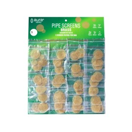 AURA VARIETY BRASS METAL SCREENS SMOKING PIPE FILTER DISPLAY CARD 36 5-PC (ASSORTED) AMS001 - 1 CARD (36 BAGS)