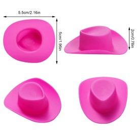 50 Pieces Mini Western Cowboy Cowgirl Hat - Plastic Miniature Hat for Crafts, Doll Dress Up - Pink, Small