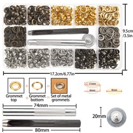 4 Colors Grommets Kit 400 Sets 1/4 Inch, Lynda Metal Eyelets with 3 Pieces Installation Tools for Craft Making,Repair and Decoration.