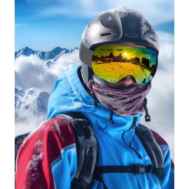 NSSIW Ski Goggles for Men Women Youth, OTG Snowboard Goggles Snow Goggles with Anti Fog and UV Protection Over Glasses 2 Pack