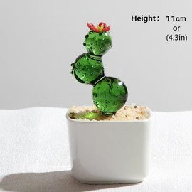 Glass Flowers Artificial Succulents Plants Fake Cactus, Cute Desk Decor for Women Office & Coffee Table Decor, Cactus Decor Aesthetic Desk Accessories,Appreciation Gifts for Coworkers,Friends,Teachers