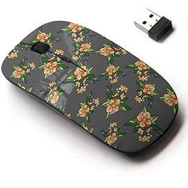 2.4G Wireless Mouse with Cute Pattern Design for All Laptops and Desktops with Nano Receiver - Leaf Botanical Floral