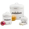 AuldHome Design Potatoes, Onions and Garlic Canister Set; Rustic White