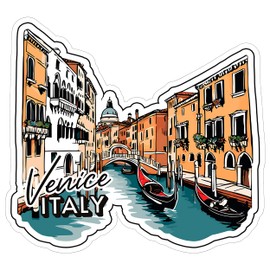 Venice Italy Sticker 4 Inch City Travel Souvenir Destination - Waterproof Vinyl Decal for Laptop Water Bottle Car Tumbler - Durable Aesthetic Long-Lasting Stickers for Adults ID44990