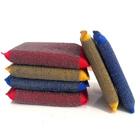 Steel Wool Sponges for Kitchen - Kitchen Scrubbers Dish Sponges, Non-Scratch Microfiber sponges for Cleaning, Pots and Pans Scrub Sponge(6 Pack)