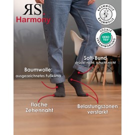 RS. Harmony Socks without elastic waistband for women, many plain colours, A: Black-12 Pairs