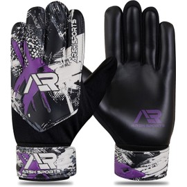 Arsh Sports Goalkeeper Gloves for Kids,Youth and Adult Football Soccer Goalie Gloves with 4-mm Latex Double Wrist Protection (Black, Size 2 Suitable for 4 to 5 Year Old)