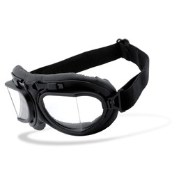 CHILLOUT RIDER® Motorcycle Goggles for Men and Women, Retro, Vintage, Safety Lenses, Anti-Fog, PU Leather, Black, Brown, Chrome (Clear/Black)