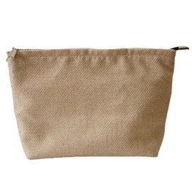 Bohemian Makeup Bag, Jute Cosmetic Bag, Large Zipper Pouch(10.6" * 7.1" * 2.8"), Solid Color Make Up Bag for Women, Perfect for Storing Makeup and Accessories, Makeup Bag for Daily Use Travel Gifting