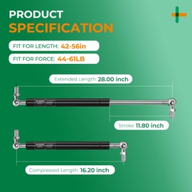 HUOPO 28 inch Gas Struts for Heavy Lid, 55lb/245N Lift Support Strut for RV Bed, Boat Hatch, Cabinet Door, Tool Box, Outdoor Window, Heavy Duty Shocks Spring with Mounting Brackets, 2 Pcs