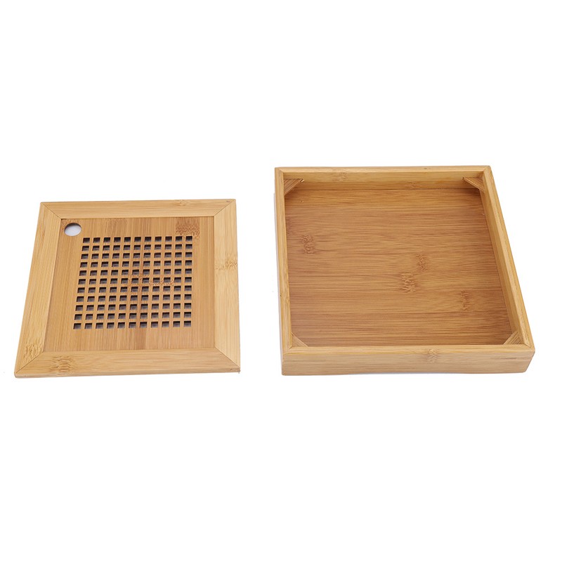Mini Square Wooden Kongfu Tea Water Storage Serving Tray
