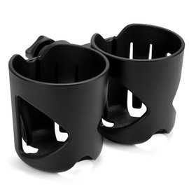 Universal Cup Holder by Accmor, Stroller Cup Holder with Dual Cup Holders, Large Caliber Designed Cup Holder, 360 Degrees Rotation Cup Drink Holder, Black