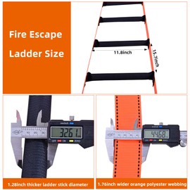 Fire Escape Ladder,49 FT Emergency Portable Safety Ladder,Extension Rope Ladder with 2 Hooks,2-3 Story Homes Reusable Safety Rope Ladder for Window Balcony Tree House