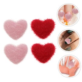 Outanaya 4Pcs Fuzzy Ball Nail Art Ornaments Heart Shaped DIY Decoration for Stylish Manicure Detachable for Easy Use Nail Salons and DIY Projects