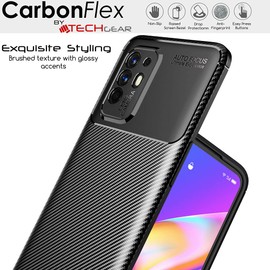 TECHGEAR Carbon Fibre Case for Oppo A94 5G [CarbonFlex Case] Flexible, Shockproof, Ultra Slim, Soft TPU Protective Shell Cover with Carbon Fibre Detailing Designed For Oppo A94 5G