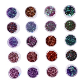 WOONEKY Nail Art Sequin Set 20pcs Manicure Ornaments Glitter Powders Eye Shadow Sequins Decorative Nail Accessories