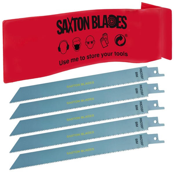 5x Saxton 200mm Heavy Duty Reciprocating Sabre Saw Metal Blades R825BF fits Bosch, Dewalt, Makita etc
