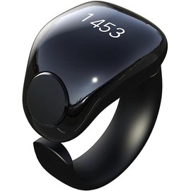 Tasbih Zikr Smart Ring, Adjustable Counter, 2 Sizes (18 and 20 mm), App Support Digital Counter Prayer Reminder Ring, Waterproof 4 Digit Finger Counter Zikr Ring for Muslims (Black)