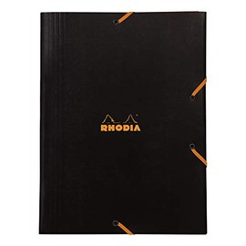 Rhodia 24329C Portfolio Folder with Elastic Closure, 3 Flaps, for DIN A4, 24 x 32 cm, Practical and Robust, Black, Pack of 1
