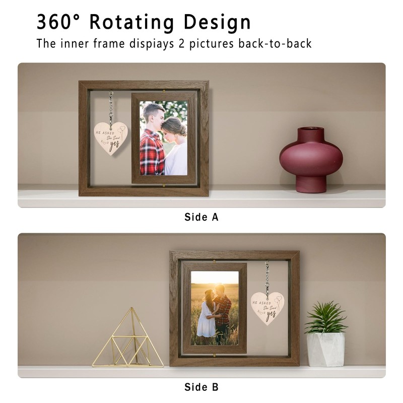 EYITUPC He Asked She Said Yes Engagement Gifts Photo Frame,
