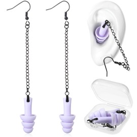 Misdary Earplug Earrings with Case Soft Silicone Earplugs Hanger for Concert, Music Festival, DJs, Nightclub, Traveling, Drummers, and Other Loud Events Statement (Purple)