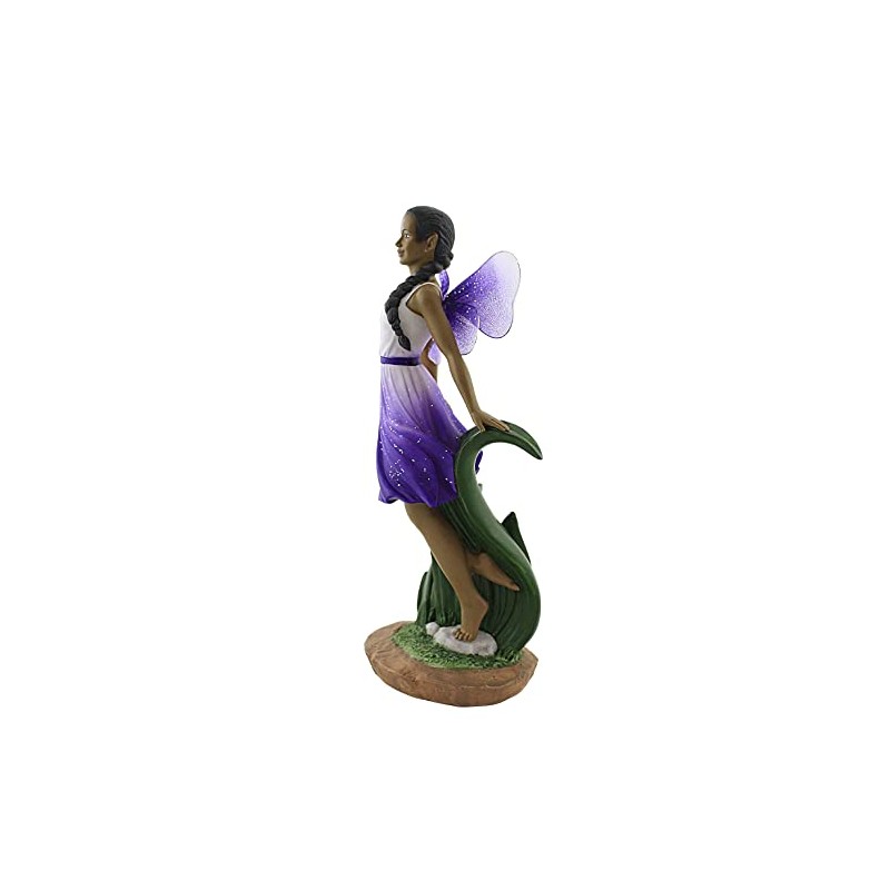 United Treasures Ebony 9.5" Fairy Flying in Purple Figurine, Hand-Painted