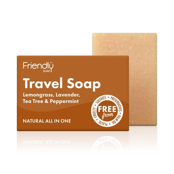 Friendly Soap Handmade Natural Travel Soap - Versatile, Deodorising, Antiseptic 95g