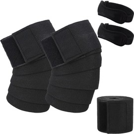 Rodilleras Gym, 1 Par Wraps y Rodillera para Rótula, Rodilleras de Compresion, Knee Wraps para Correr, Fitness, Levantar Pesas, Hacer Sentadillas,... 