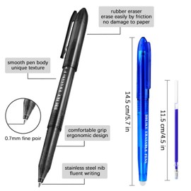 Friction pens, Erasable Gel Pens 12PCS Erasable Rollerball Pen and 20 Ballpen Refills, Ink Rub Out Pens Ballpoint Pen 0.7mm Tip for Adults Kids Students School Office Stationary Supplies Gifts